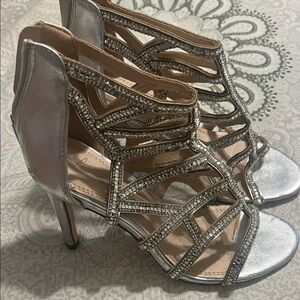 Elegant Silver Strappy Heels